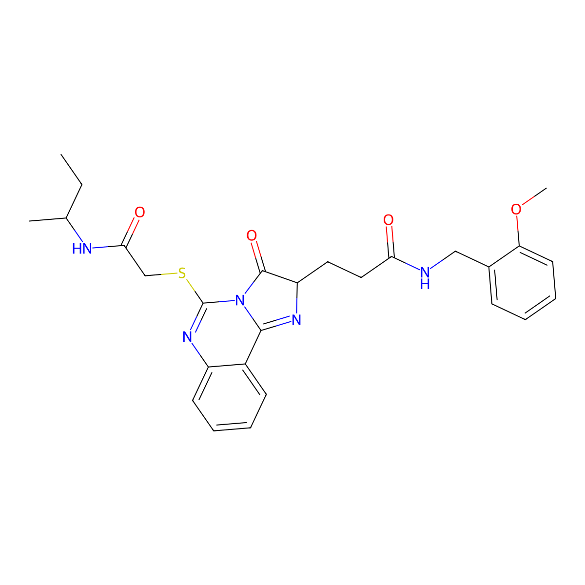 3-[5-({[(butan-2-yl)carbamoyl]methyl}sulfanyl)-3-oxo-2H,3H-imidazo[1,2-c]quinazolin-2-yl]-N-[(2-methoxyphenyl)methyl]propanamide molecular structure, CAS 1095325-29-3