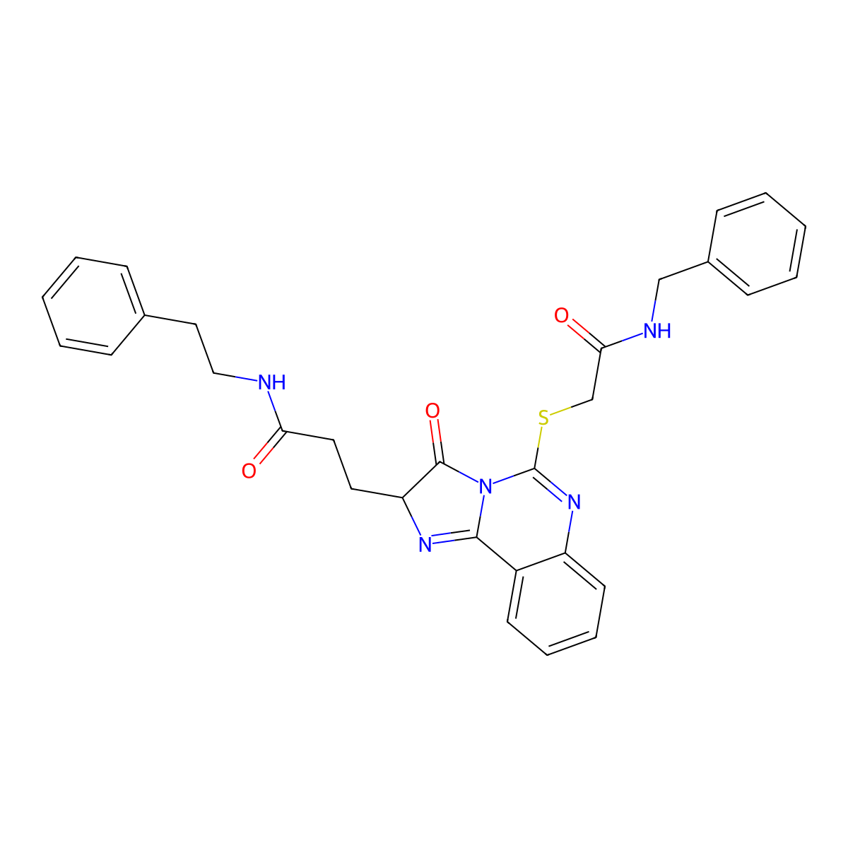3-(5-{[(benzylcarbamoyl)methyl]sulfanyl}-3-oxo-2H,3H-imidazo[1,2-c]quinazolin-2-yl)-N-(2-phenylethyl)propanamide molecular structure, CAS 1095325-73-7