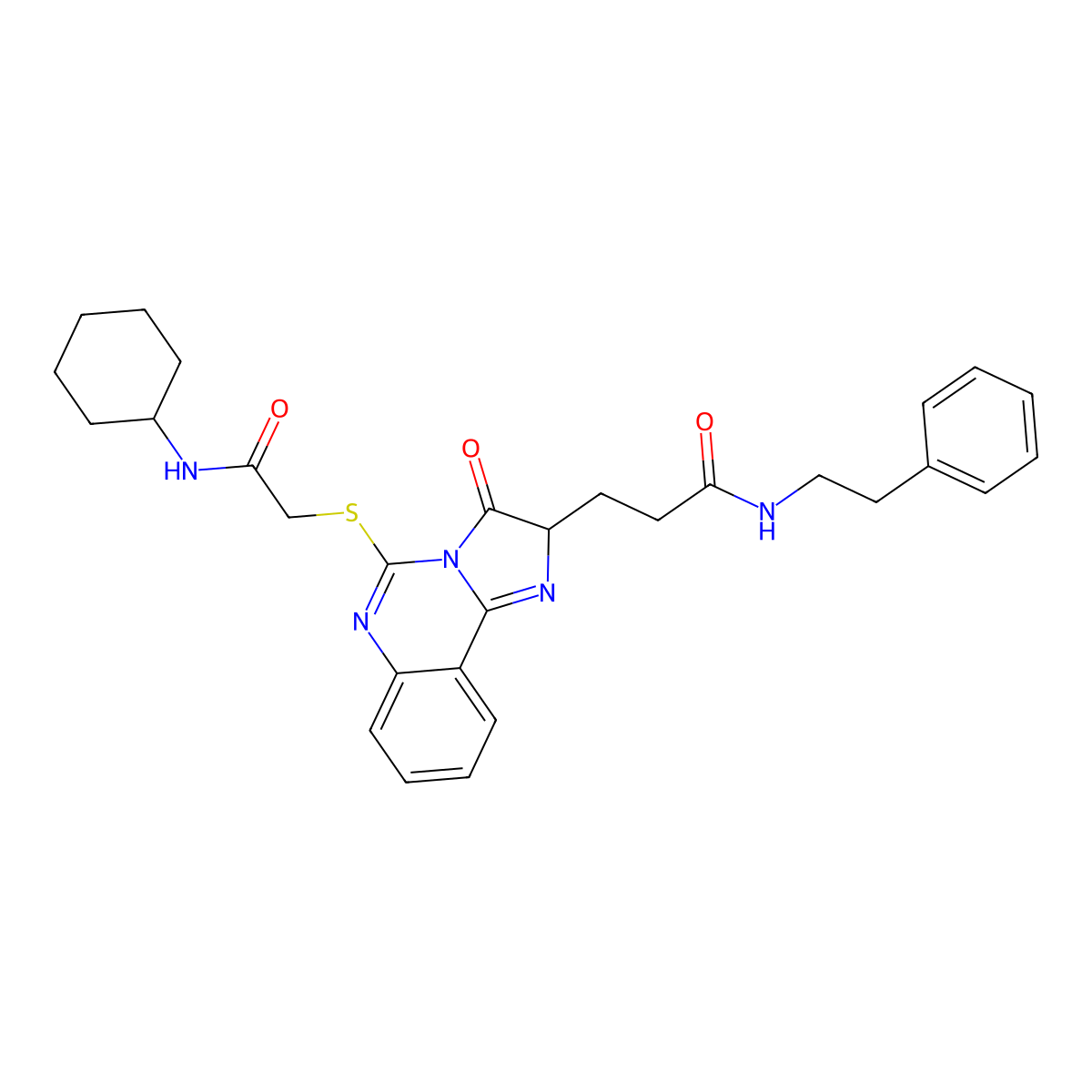 3-(5-{[(cyclohexylcarbamoyl)methyl]sulfanyl}-3-oxo-2H,3H-imidazo[1,2-c]quinazolin-2-yl)-N-(2-phenylethyl)propanamide molecular structure, CAS 1095325-89-5