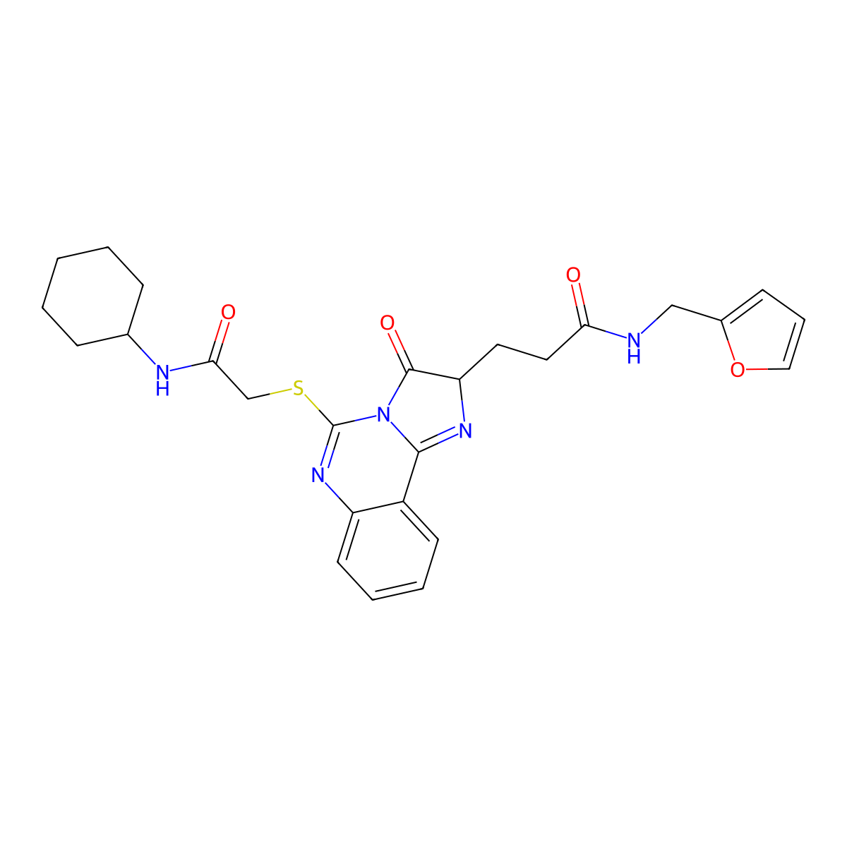 3-(5-{[(cyclohexylcarbamoyl)methyl]sulfanyl}-3-oxo-2H,3H-imidazo[1,2-c]quinazolin-2-yl)-N-[(furan-2-yl)methyl]propanamide molecular structure, CAS 1095326-22-9