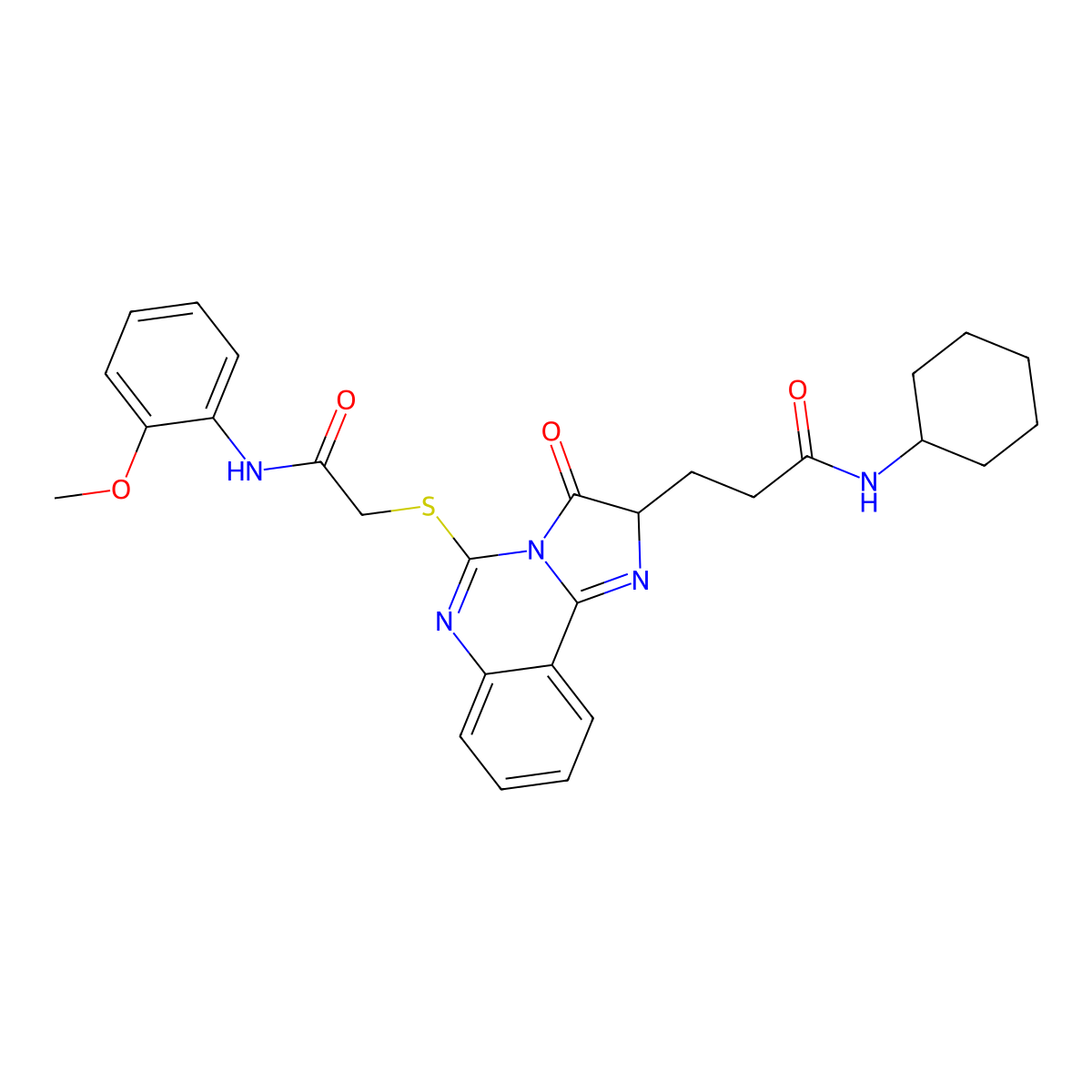 N-cyclohexyl-3-[5-({[(2-methoxyphenyl)carbamoyl]methyl}sulfanyl)-3-oxo-2H,3H-imidazo[1,2-c]quinazolin-2-yl]propanamide molecular structure, CAS 1095327-25-5