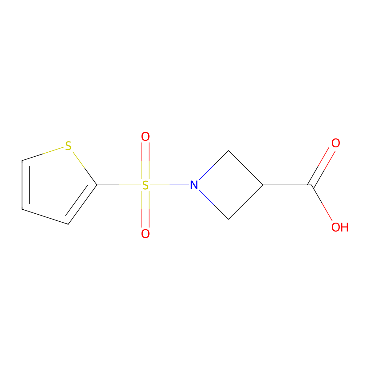 1-(Thiophen-2-ylsulfonyl)azetidine-3-carboxylic acid molecular structure, CAS 1095340-34-3