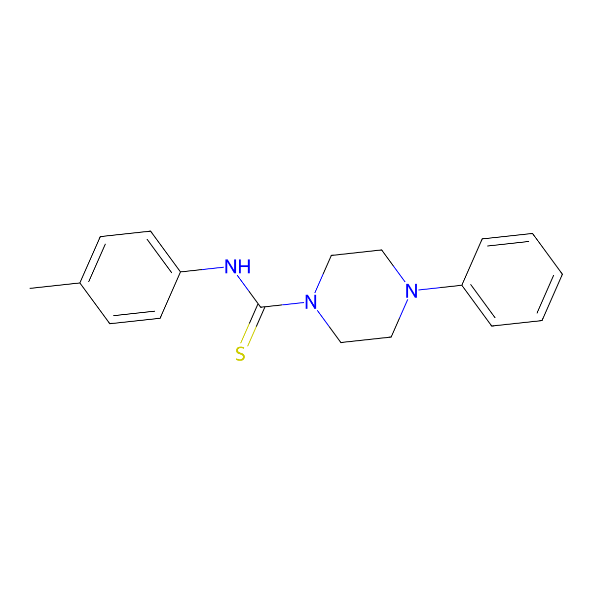 N-(4-methylphenyl)-4-phenylpiperazine-1-carbothioamide molecular structure, CAS 109535-95-7