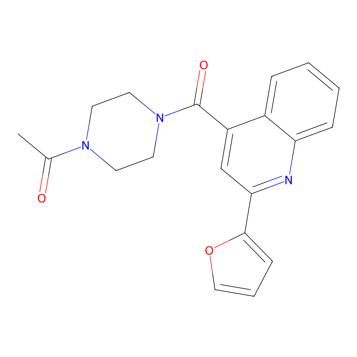 1-(4-{[2-(Furan-2-yl)quinolin-4-yl]carbonyl}piperazin-1-yl)ethanone molecular structure, CAS 1095354-52-1