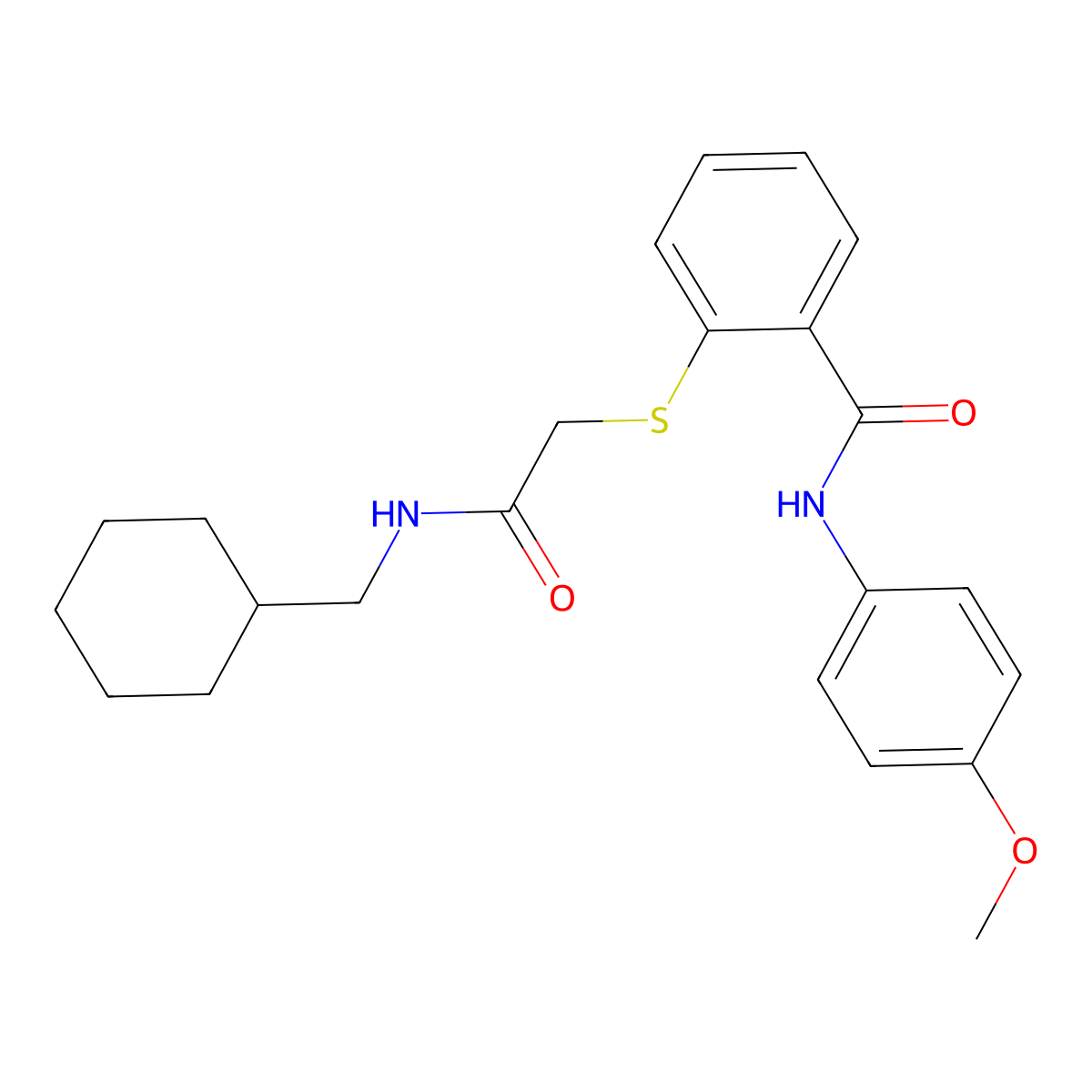 2-({[(cyclohexylmethyl)carbamoyl]methyl}sulfanyl)-N-(4-methoxyphenyl)benzamide molecular structure, CAS 1095358-70-5