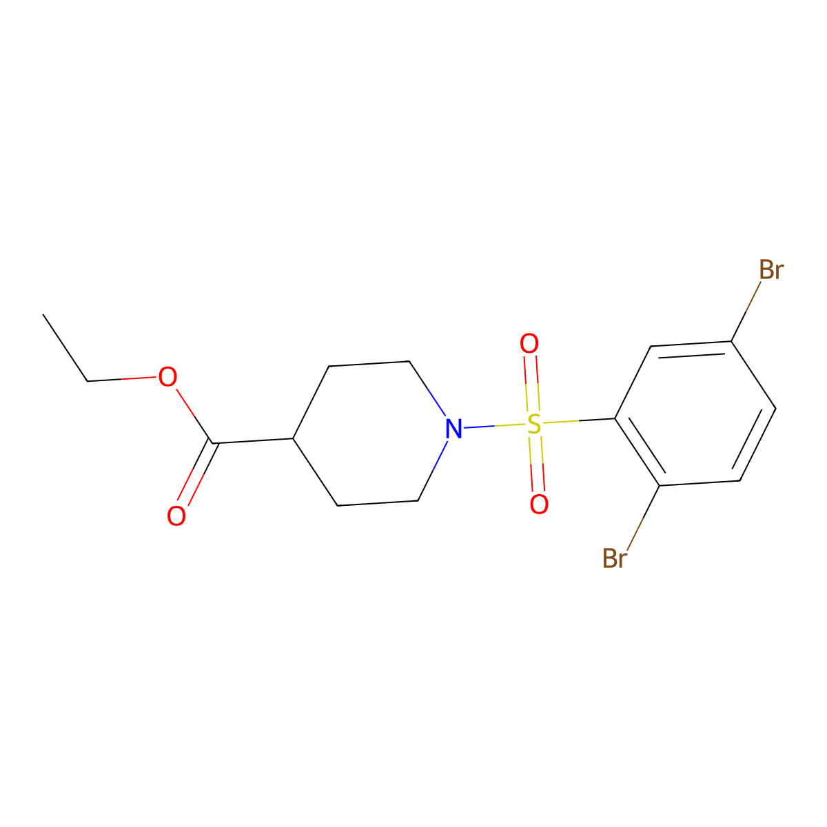 Ethyl 1-(2,5-dibromobenzenesulfonyl)piperidine-4-carboxylate molecular structure, CAS 1095358-98-7