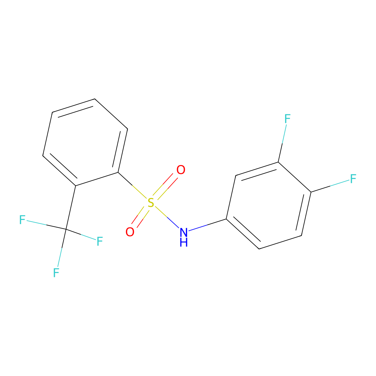 N-(3,4-difluorophenyl)-2-(trifluoromethyl)benzenesulfonamide molecular structure, CAS 1095364-61-6