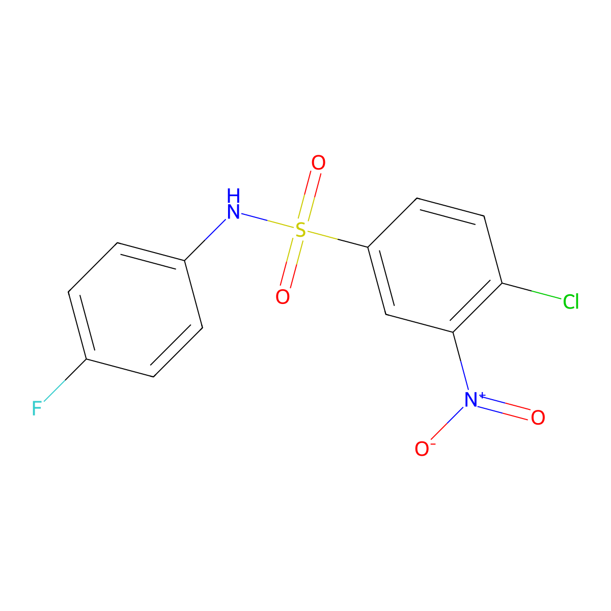 4-chloro-N-(4-fluorophenyl)-3-nitrobenzenesulfonamide molecular structure, CAS 1095374-68-7