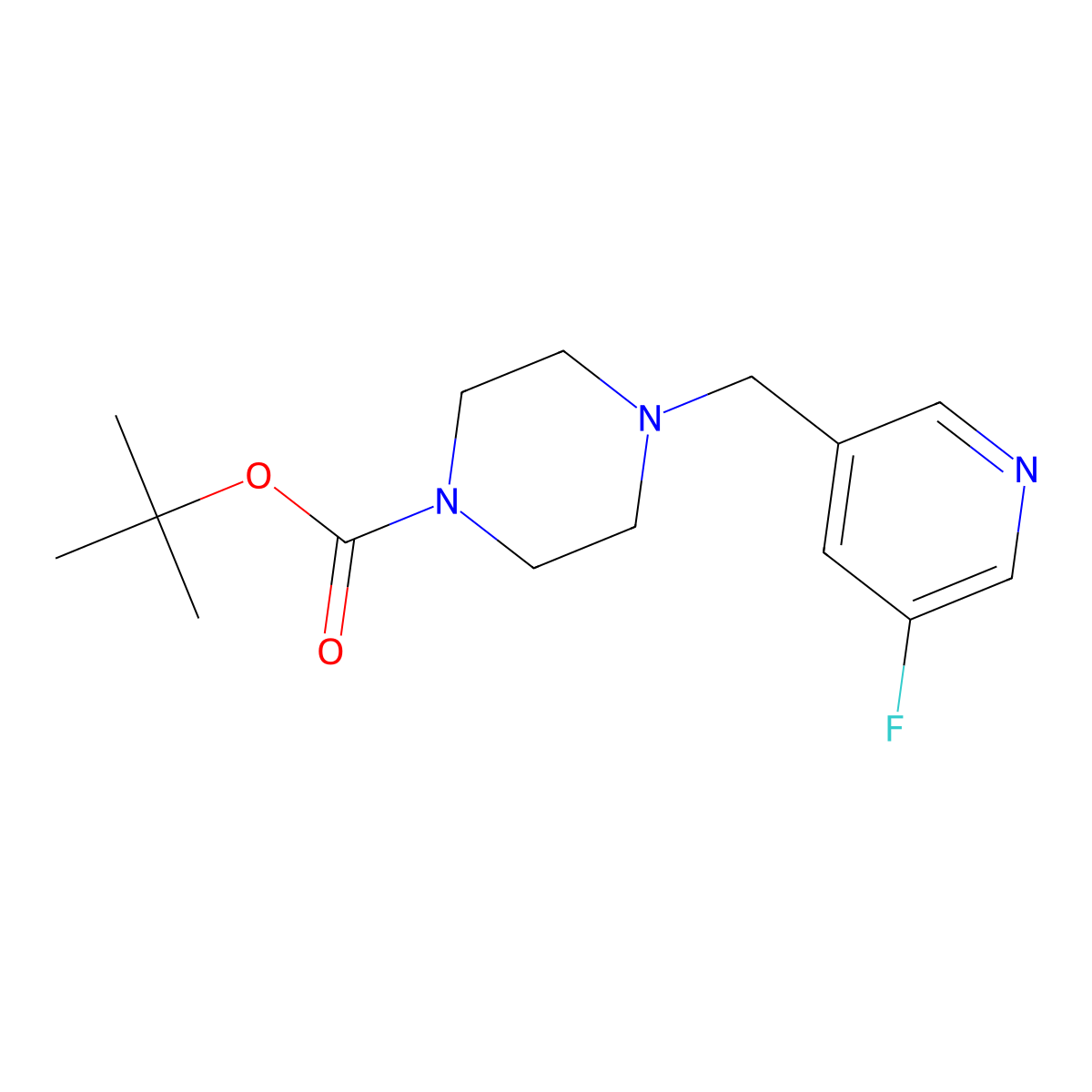 Tert-butyl 4-[(5-fluoropyridin-3-yl)methyl]piperazine-1-carboxylate molecular structure, CAS 1095380-85-0
