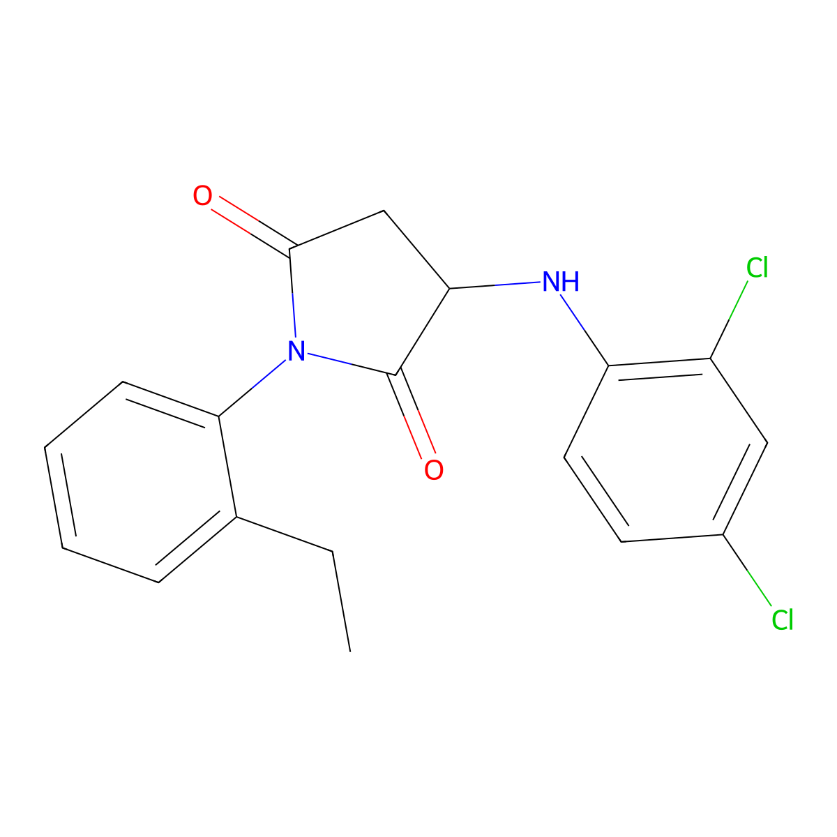 2,5-Pyrrolidinedione, 3-[(2,4-dichlorophenyl)amino]-1-(2-ethylphenyl)- molecular structure, CAS 1095381-16-0