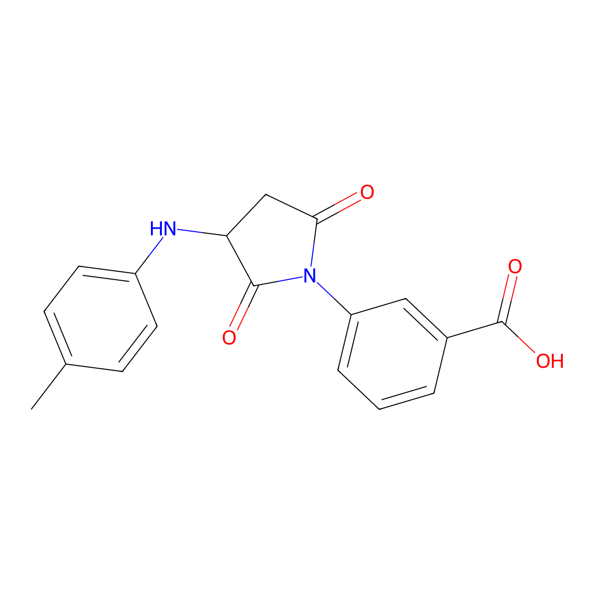 3-{3-[(4-Methylphenyl)amino]-2,5-dioxoazolidinyl}benzoic acid molecular structure, CAS 1095383-41-7