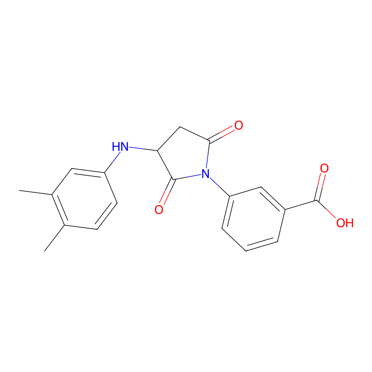 3-{3-[(3,4-Dimethylphenyl)amino]-2,5-dioxoazolidinyl}benzoic acid molecular structure, CAS 1095390-68-3
