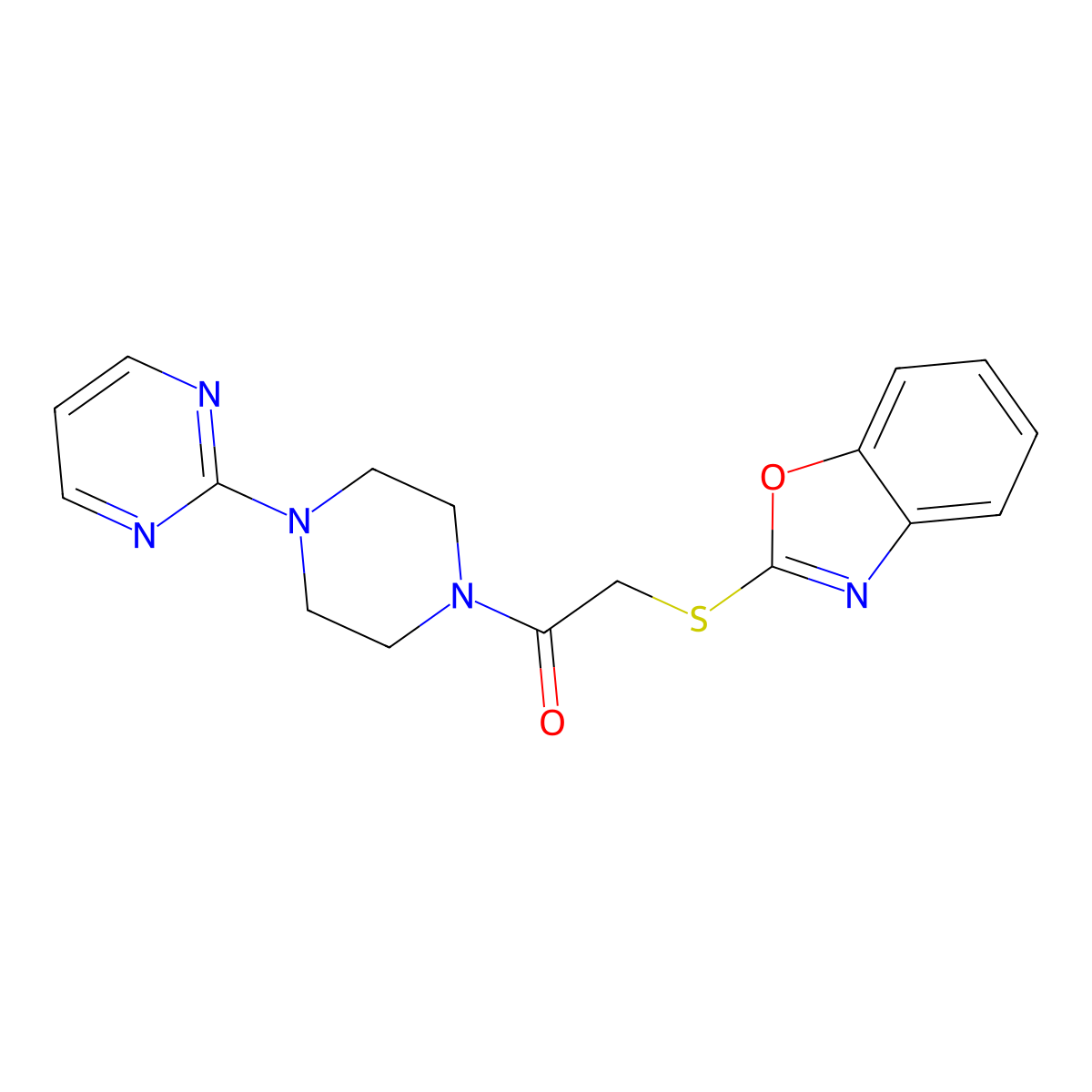 2-(1,3-Benzoxazol-2-ylsulfanyl)-1-[4-(pyrimidin-2-yl)piperazin-1-yl]ethan-1-one molecular structure, CAS 1095403-33-0