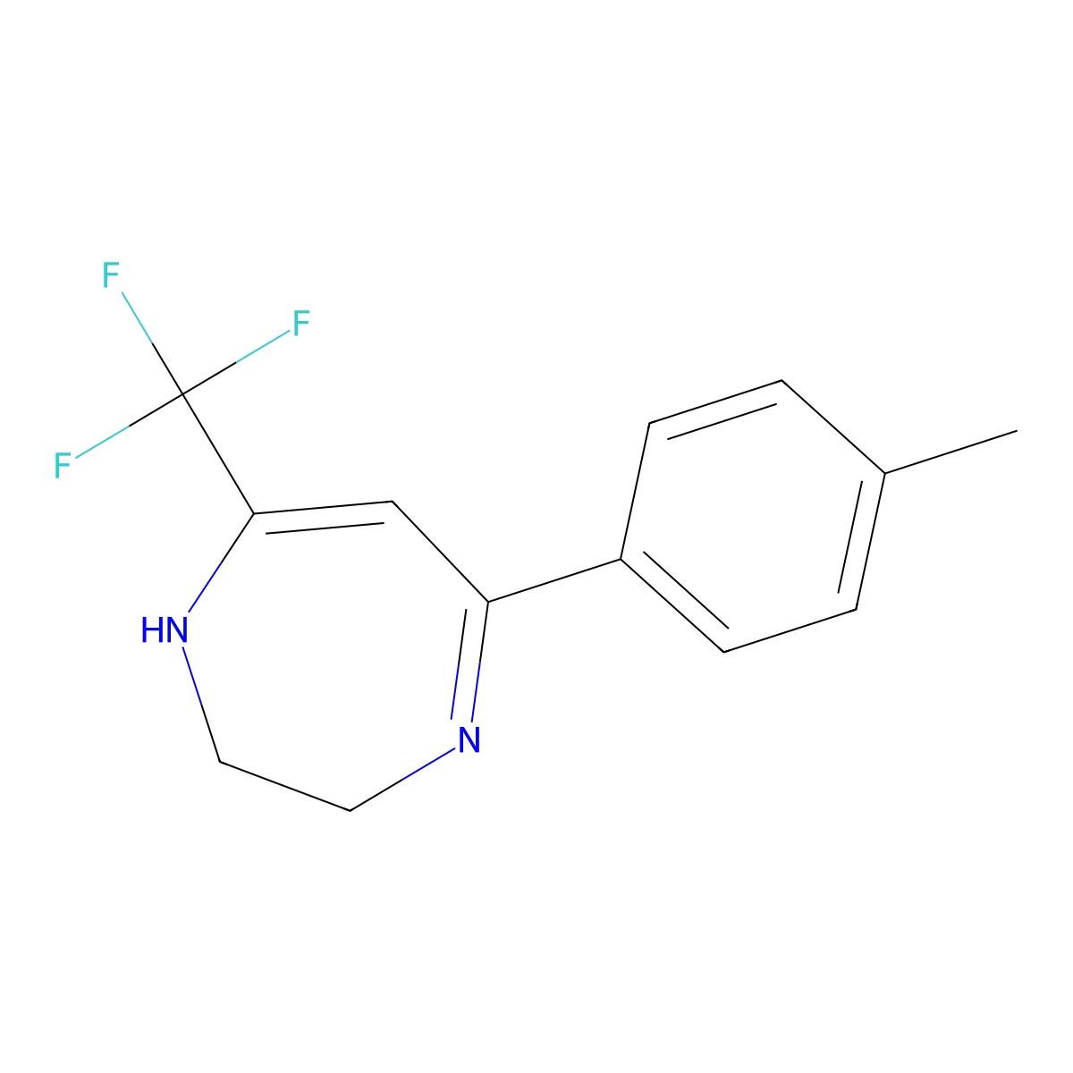 5-(4-methylphenyl)-7-(trifluoromethyl)-2,3-dihydro-1H-1,4-diazepine molecular structure, CAS 109541-37-9