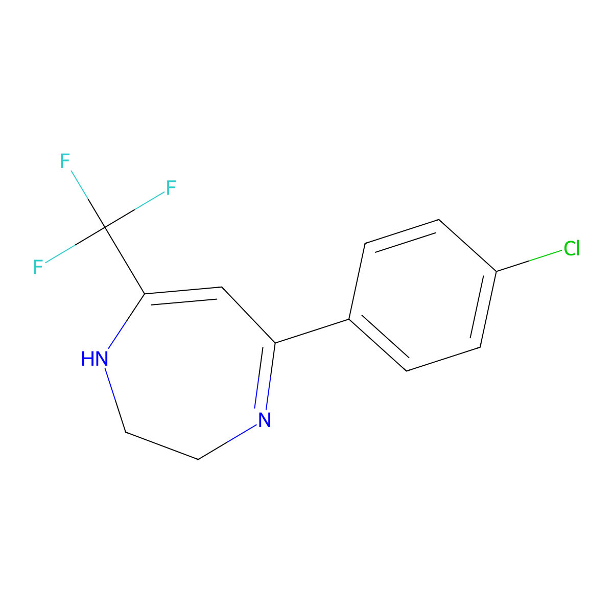 5-(4-chlorophenyl)-7-(trifluoromethyl)-2,3-dihydro-1H-1,4-diazepine molecular structure, CAS 109541-38-0