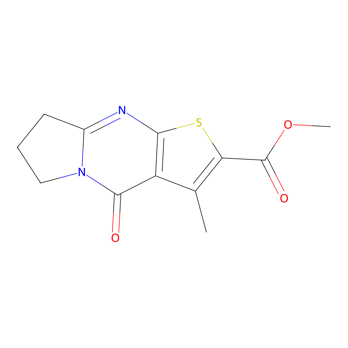 Methyl 3-methyl-4-oxo-4,6,7,8-tetrahydropyrrolo[1,2-a]thieno[2,3-d]pyrimidine-2-carboxylate molecular structure, CAS 1095421-30-9