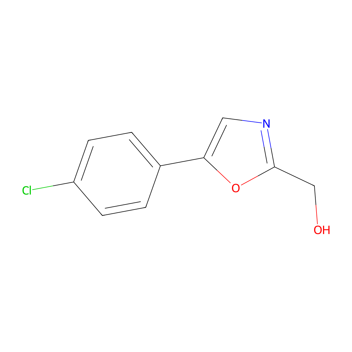 (5-(4-Chlorophenyl)-1,3-oxazol-2-yl)methanol molecular structure, CAS 109544-14-1