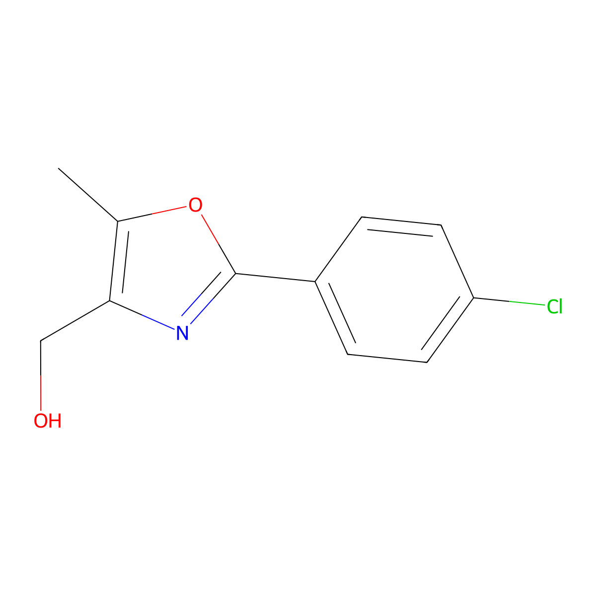 (2-(4-Chlorophenyl)-5-methyloxazol-4-yl)methanol molecular structure, CAS 109544-17-4