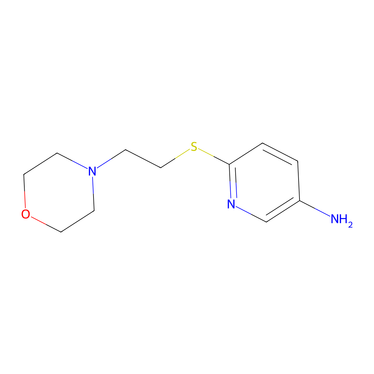 6-[(2-Morpholin-4-ylethyl)thio]pyridin-3-amine molecular structure, CAS 1095492-82-2