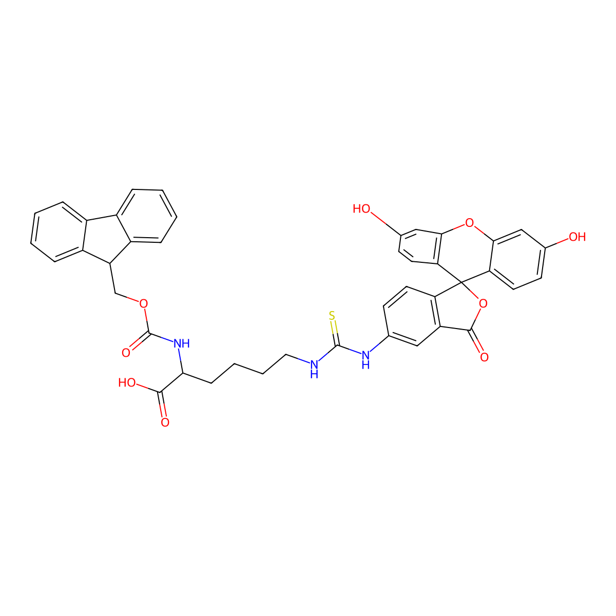 Fmoc-Lys(5-FITC)-OH molecular structure, CAS 1095493-05-2