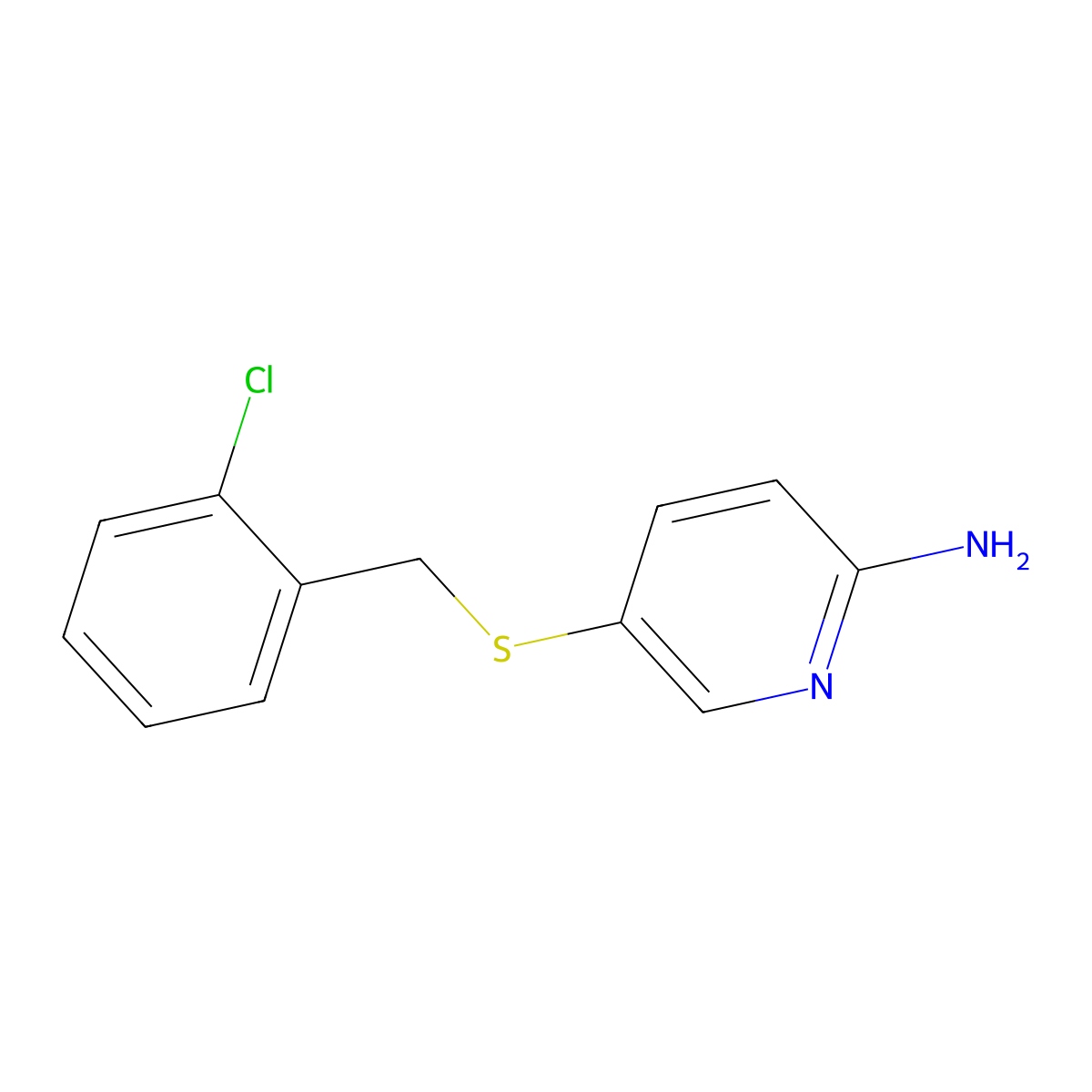 5-(((2-Chlorophenyl)methyl)sulfanyl)pyridin-2-amine molecular structure, CAS 1095503-57-3