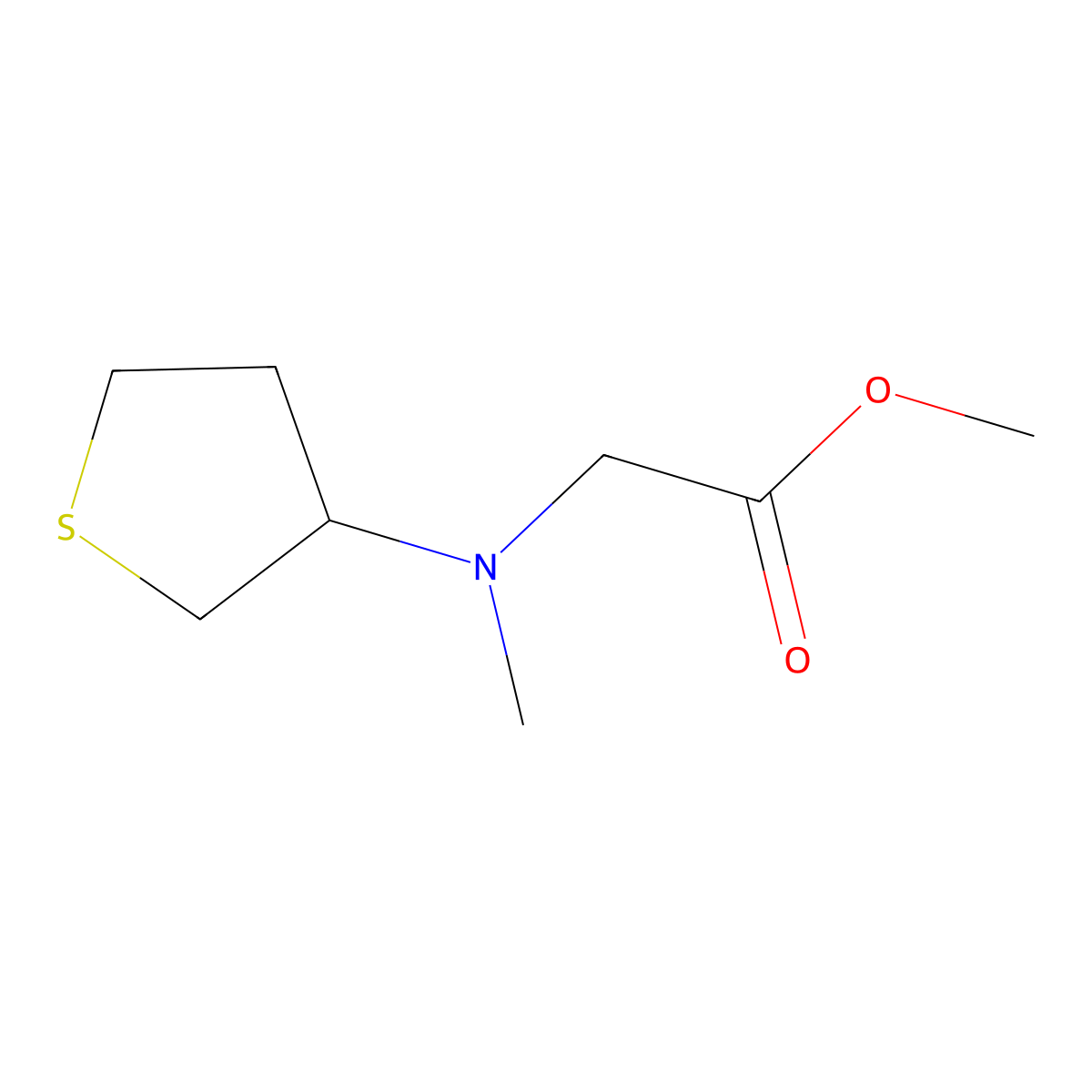 Methyl 2-[methyl(thiolan-3-yl)amino]acetate molecular structure, CAS 1095511-68-4