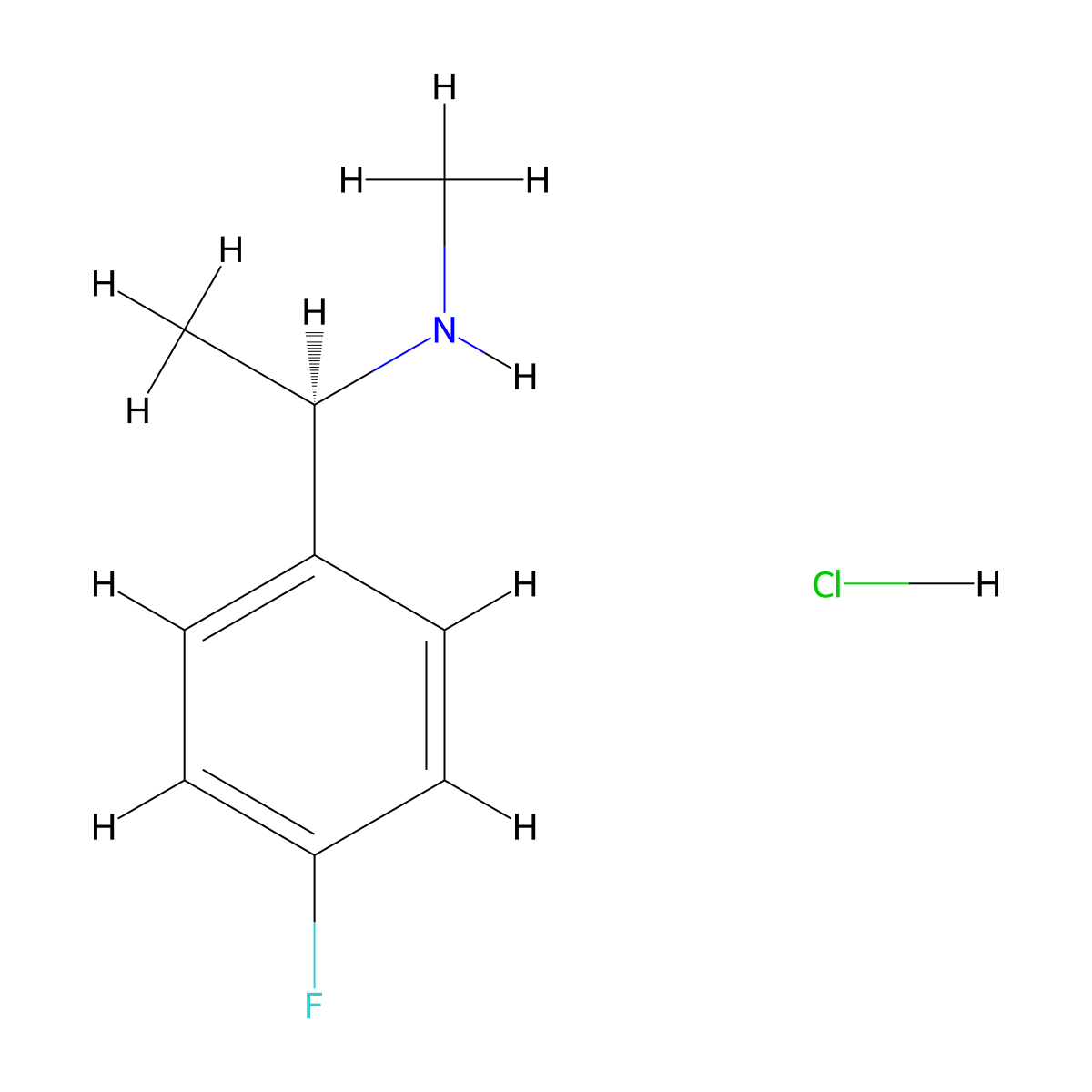 (R)-1-(4-Fluorophenyl)-N-methylethan-1-amine hydrochloride molecular structure, CAS 1095514-42-3