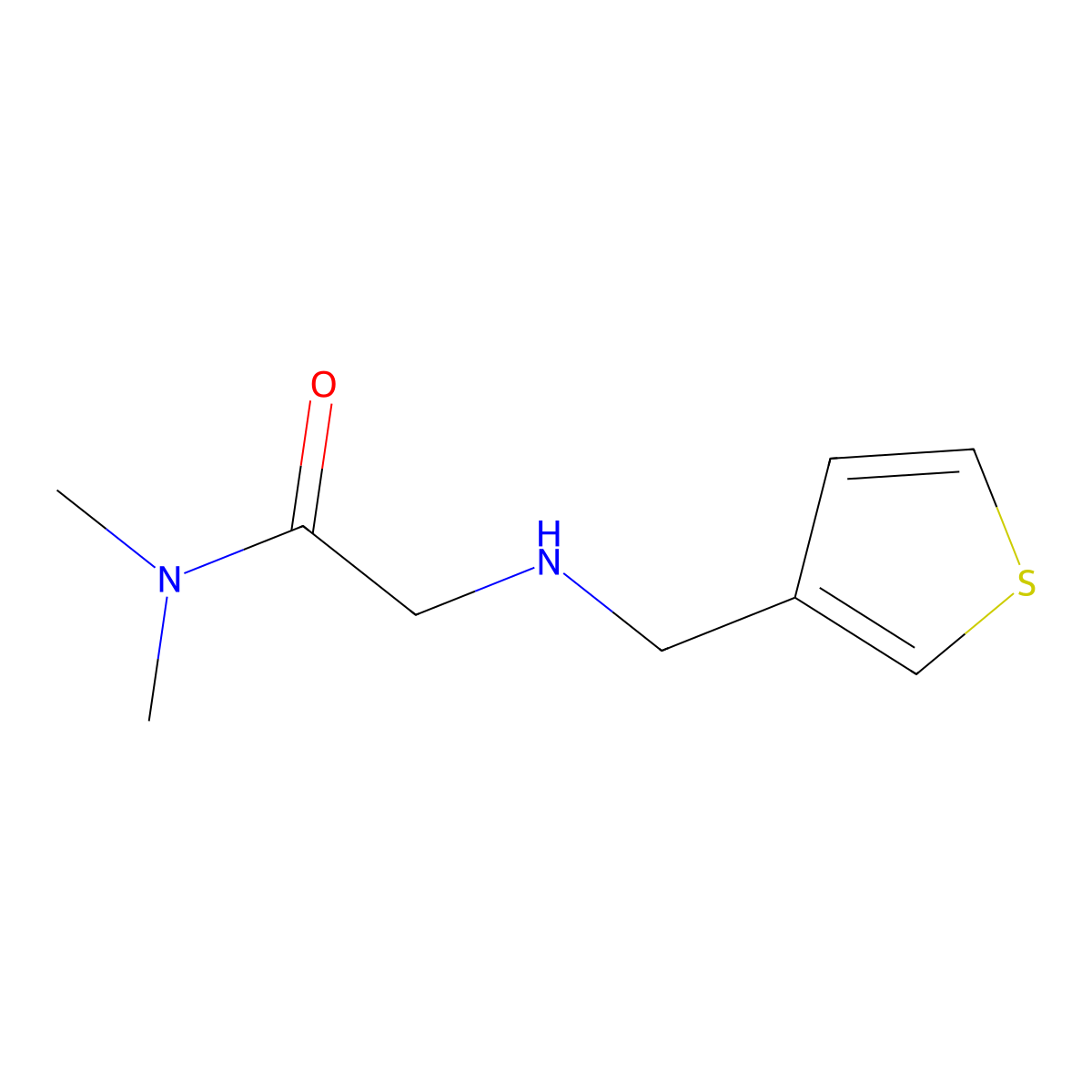 N,N-dimethyl-2-{[(thiophen-3-yl)methyl]amino}acetamide molecular structure, CAS 1095519-55-3