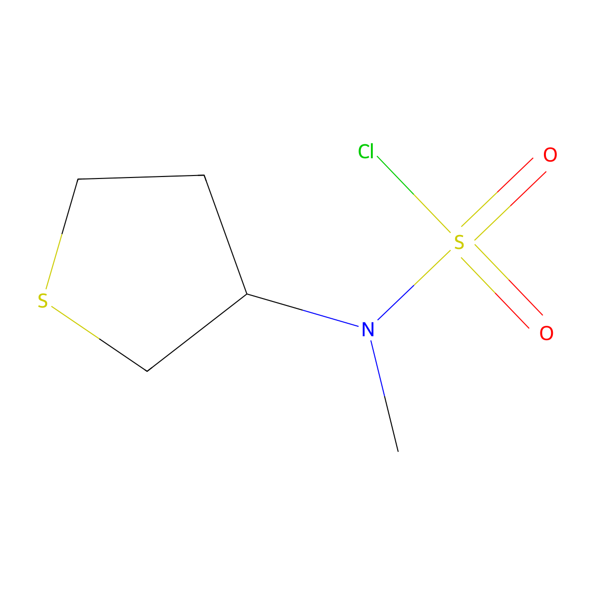 N-methyl-N-(thiolan-3-yl)sulfamoyl chloride molecular structure, CAS 1095531-50-2