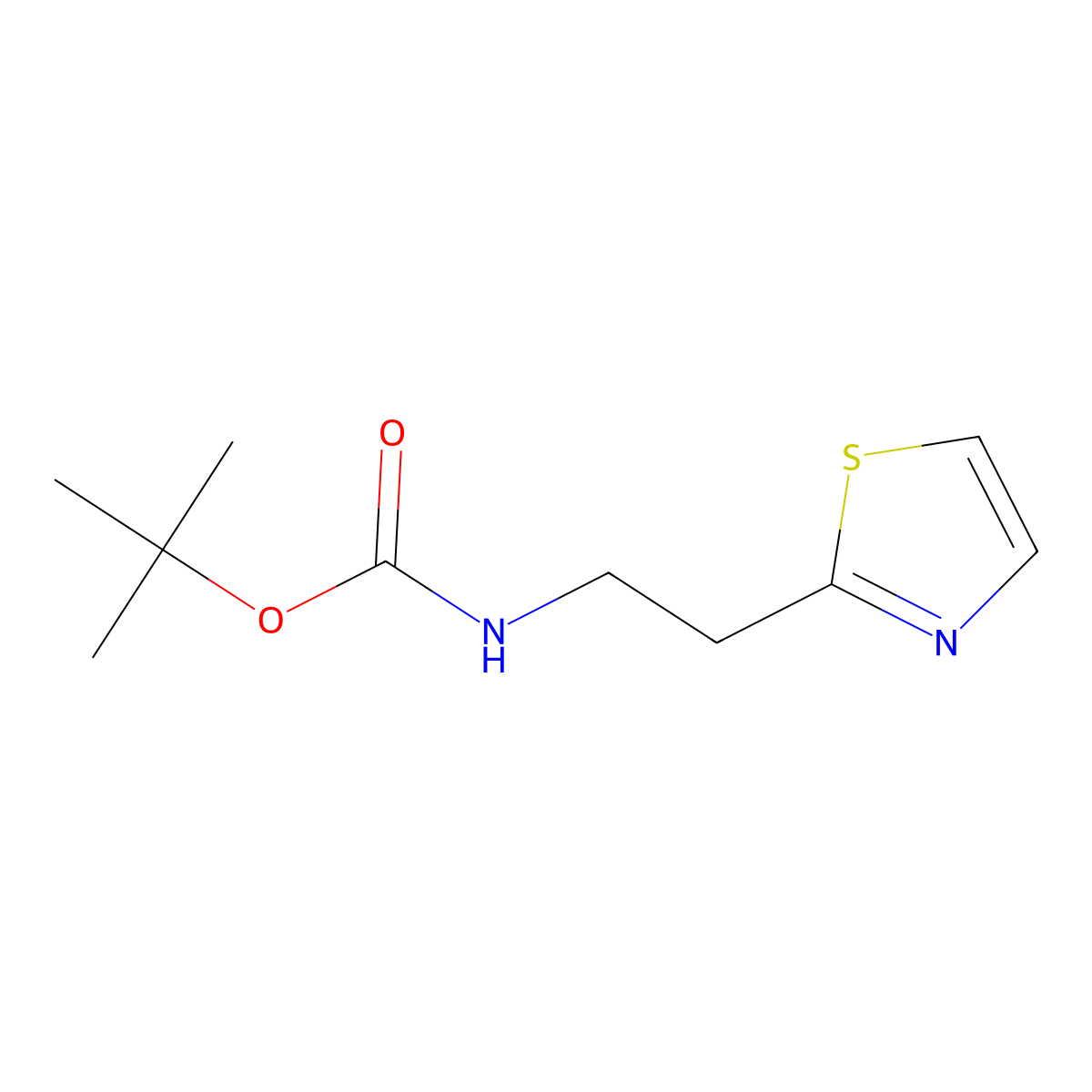 tert-butyl N-[2-(1,3-thiazol-2-yl)ethyl]carbamate molecular structure, CAS 1095538-83-2