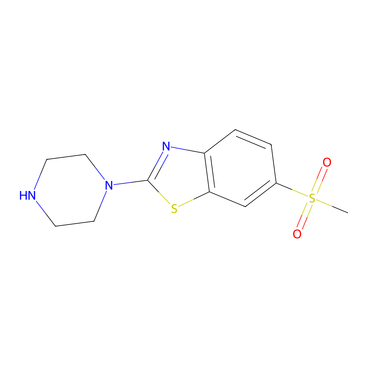6-(Methylsulfonyl)-2-piperazin-1-yl-1,3-benzothiazole molecular structure, CAS 1095538-90-1