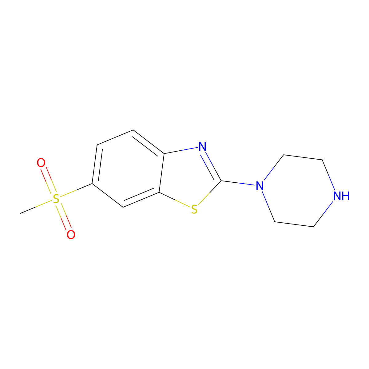6-(Methylsulfonyl)-2-piperazin-1-yl-1,3-benzothiazole molecular structure, CAS 1095538-90-1