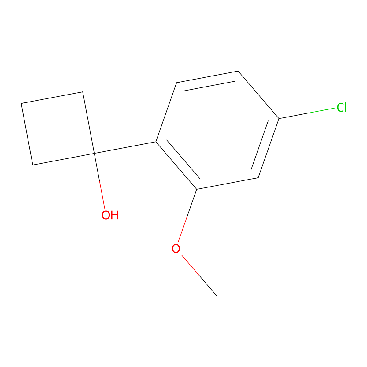 1-(4-Chloro-2-methoxyphenyl)cyclobutanol molecular structure, CAS 1095544-56-1