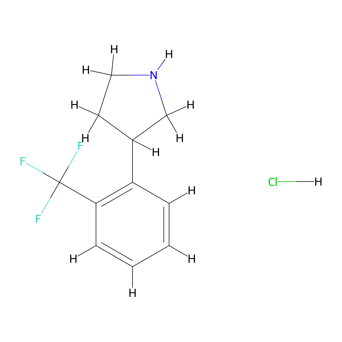 3-(2-(Trifluoromethyl)phenyl)pyrrolidine hydrochloride molecular structure, CAS 1095545-09-7