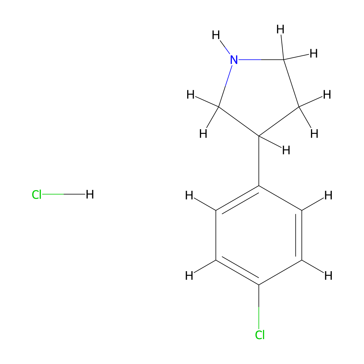 3-(4-Chlorophenyl)pyrrolidine hydrochloride molecular structure, CAS 1095545-18-8