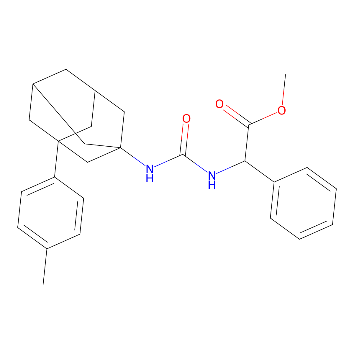 Methyl 2-({[3-(4-methylphenyl)adamantanyl]amino}carbonylamino)-2-phenylacetate molecular structure, CAS 1095553-71-1