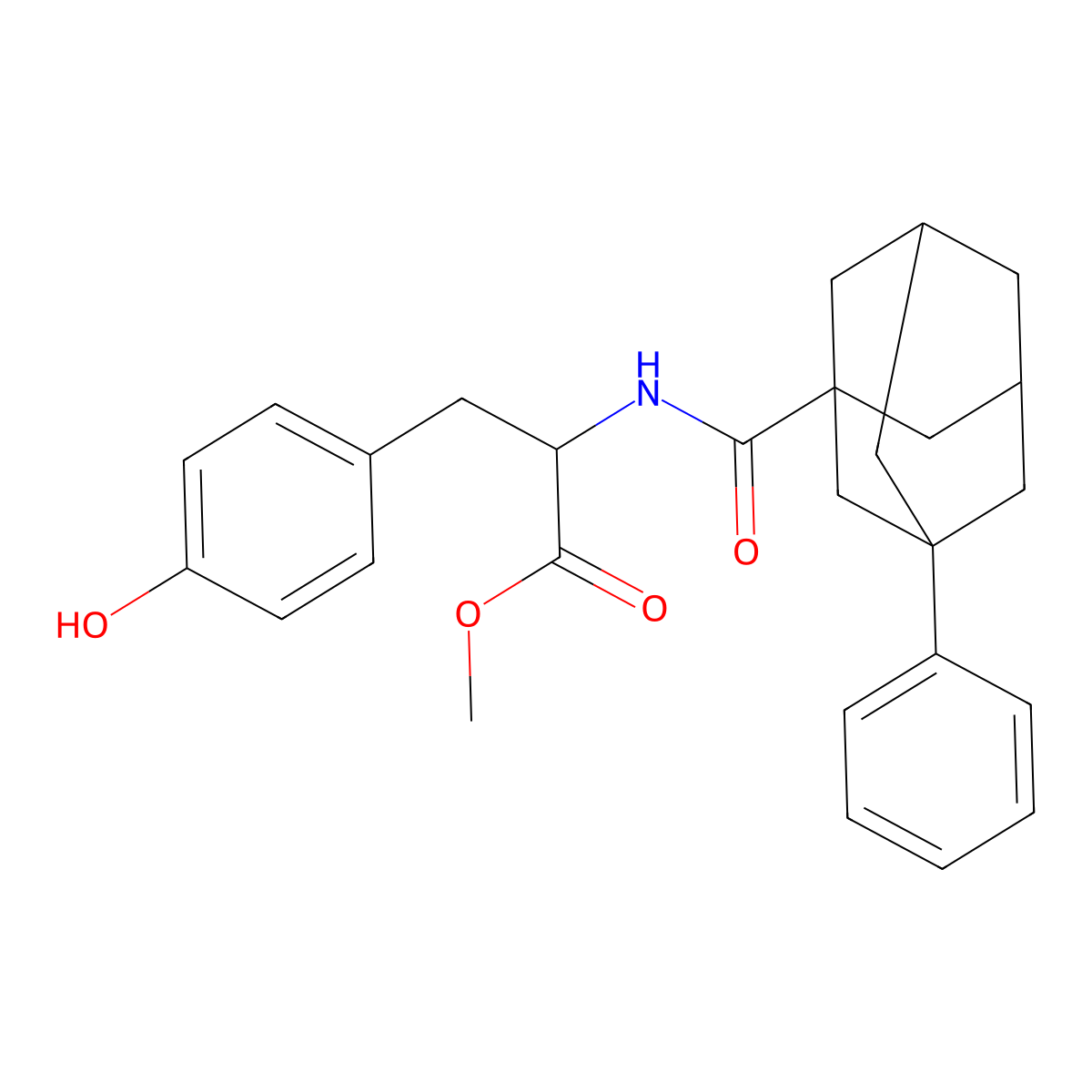 Methyl 3-(4-hydroxyphenyl)-2-[(3-phenyladamantanyl)carbonylamino]propanoate molecular structure, CAS 1095553-90-4