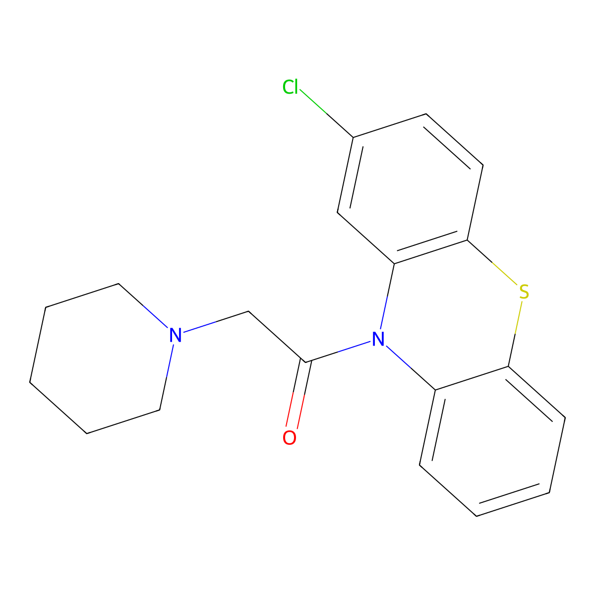 Phenothiazine, 2-chloro-10-(piperidinoacetyl)- molecular structure, CAS 109556-28-7