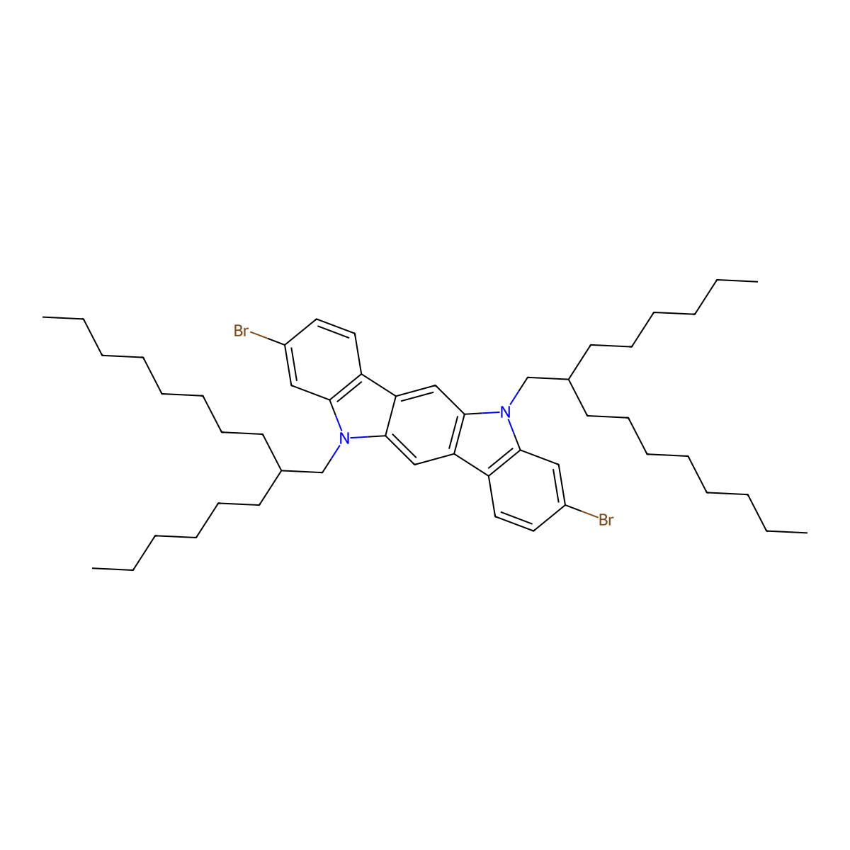 3,9-Dibromo-5,11-bis(2-hexyldecyl)-5,11-dihydroindolo[3,2-b]carbazole molecular structure, CAS 1095570-49-2