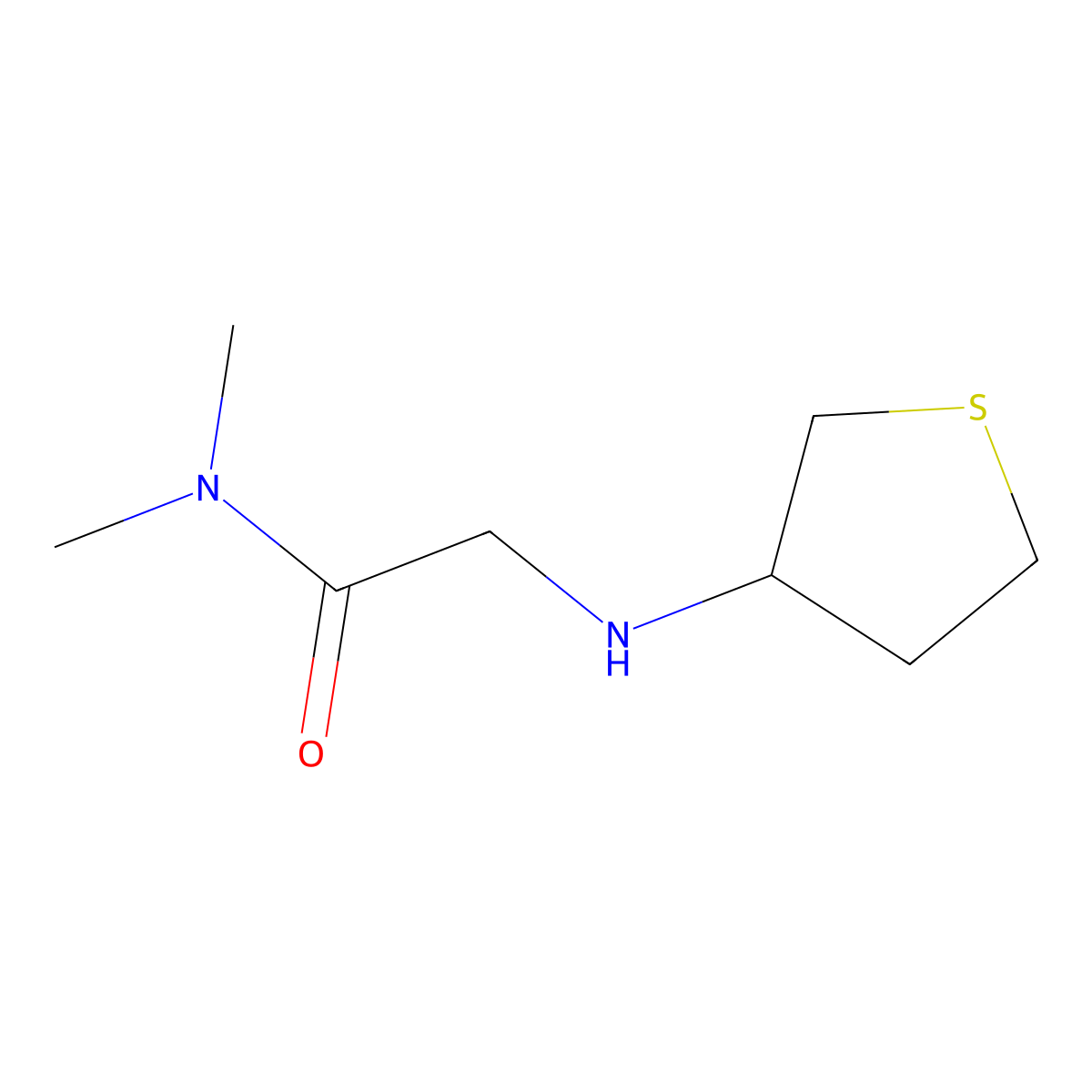 N,N-dimethyl-2-[(thiolan-3-yl)amino]acetamide molecular structure, CAS 1095587-35-1