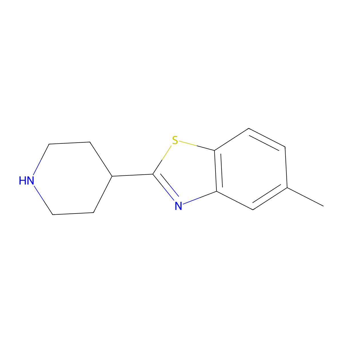 5-Methyl-2-(piperidin-4-yl)-1,3-benzothiazole molecular structure, CAS 1095589-06-2