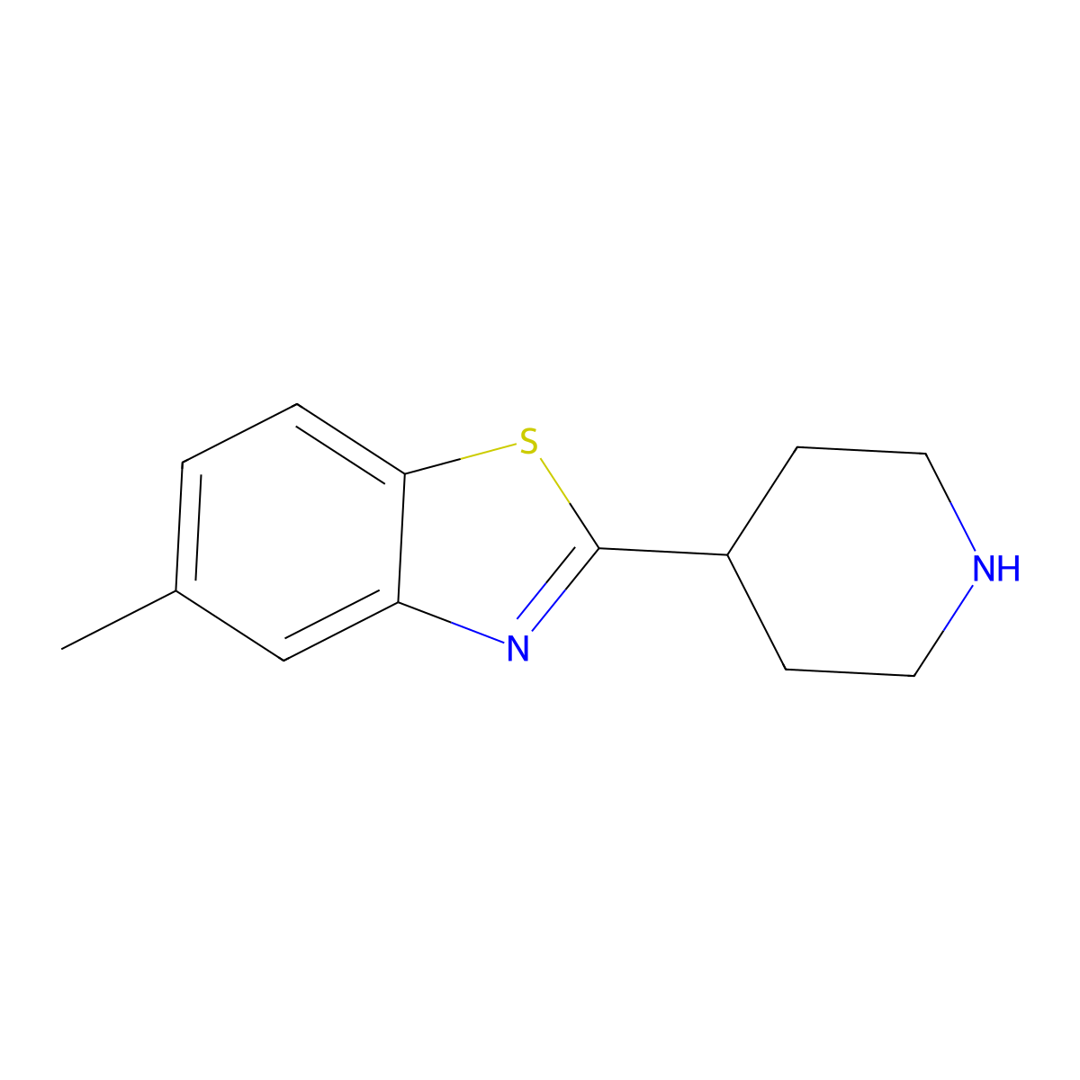 5-Methyl-2-(piperidin-4-yl)-1,3-benzothiazole molecular structure, CAS 1095589-06-2