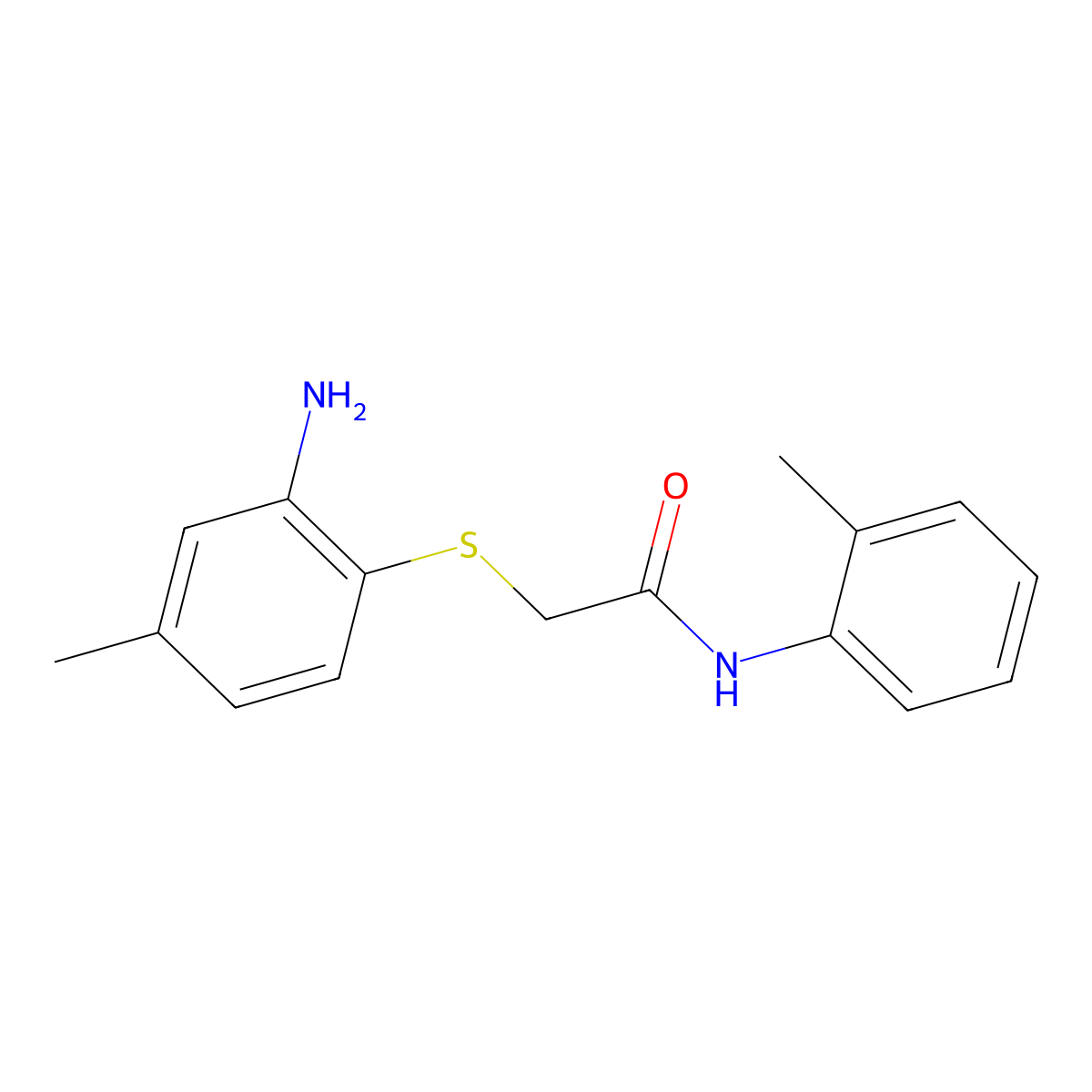 2-[(2-amino-4-methylphenyl)sulfanyl]-N-(2-methylphenyl)acetamide molecular structure, CAS 1095624-26-2