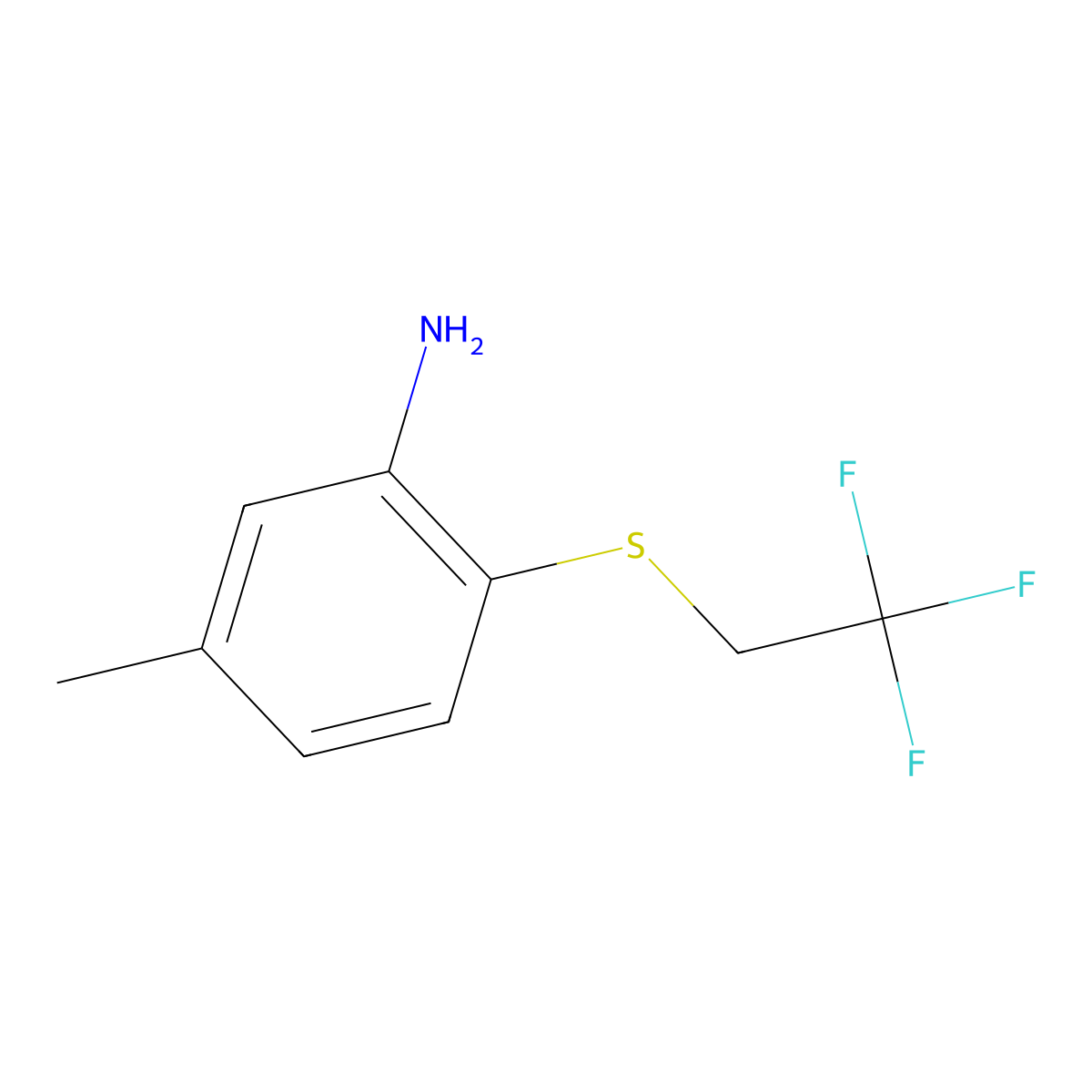 5-Methyl-2-[(2,2,2-trifluoroethyl)sulfanyl]aniline molecular structure, CAS 1095624-31-9