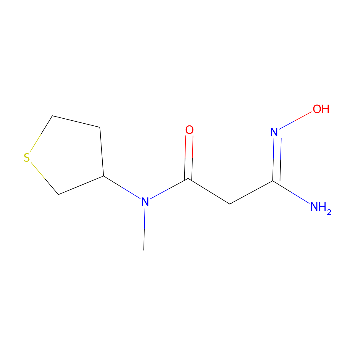 2-(N'-hydroxycarbamimidoyl)-N-methyl-N-(thiolan-3-yl)acetamide molecular structure, CAS 1095632-67-9