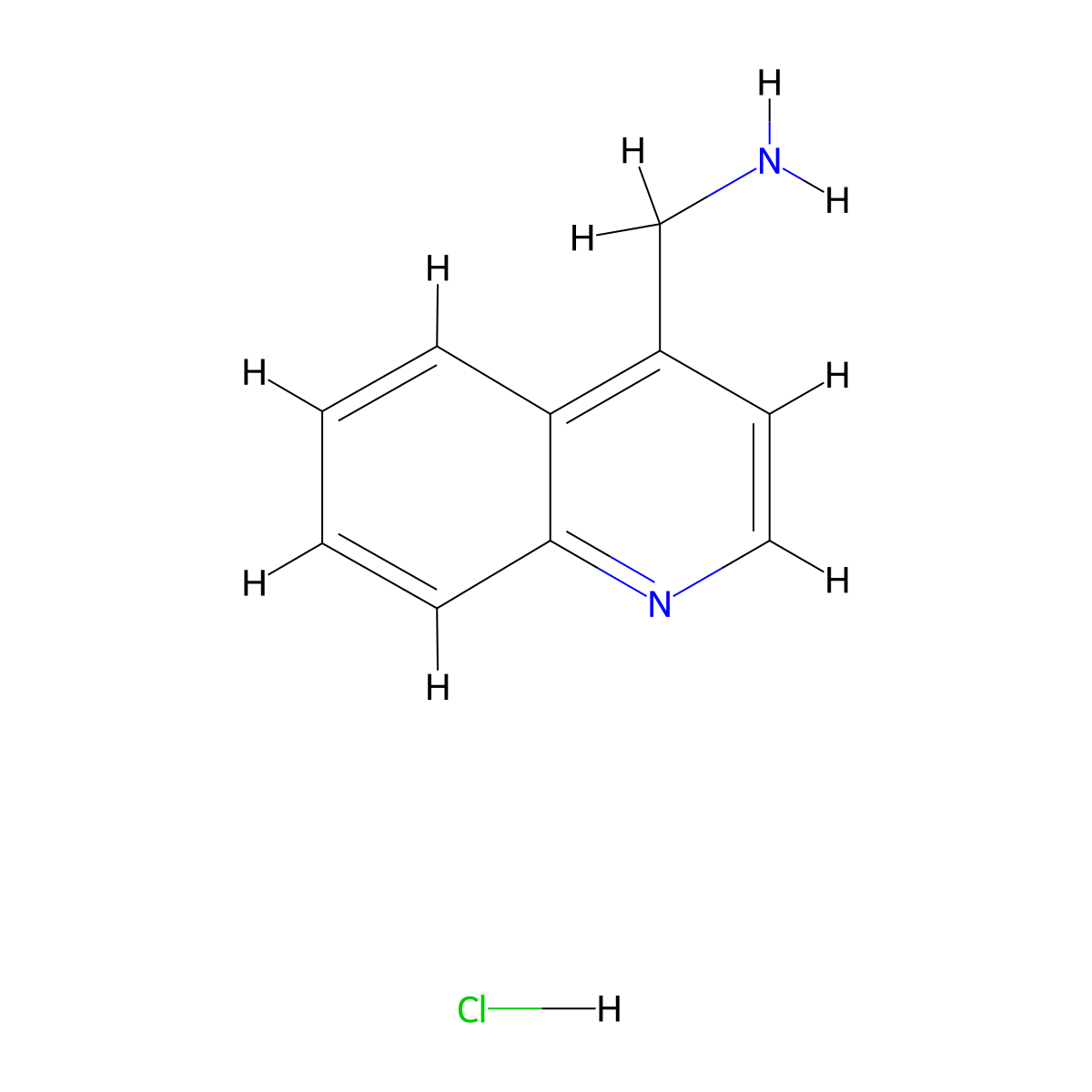 4-Aminomethylquinoline hydrochloride molecular structure, CAS 1095661-17-8