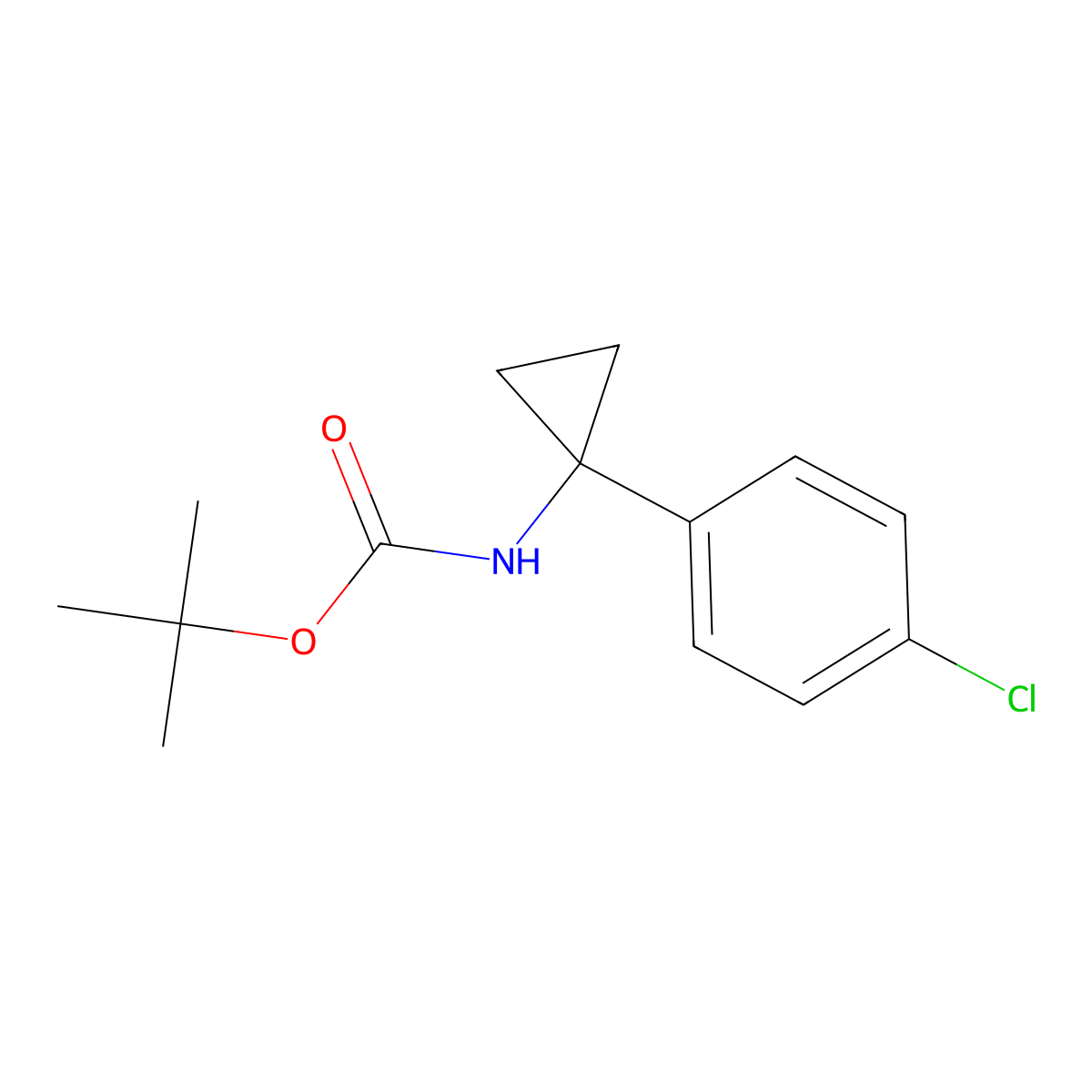 Tert-butyl (1-(4-chlorophenyl)cyclopropyl)carbamate molecular structure, CAS 1095661-33-8