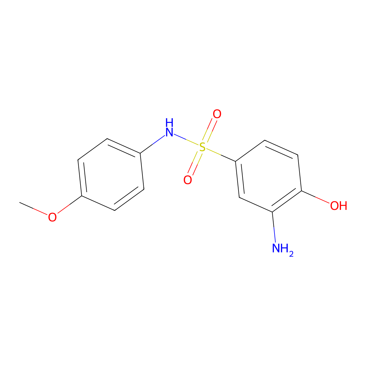 3-amino-4-hydroxy-N-(4-methoxyphenyl)benzene-1-sulfonamide molecular structure, CAS 109568-86-7