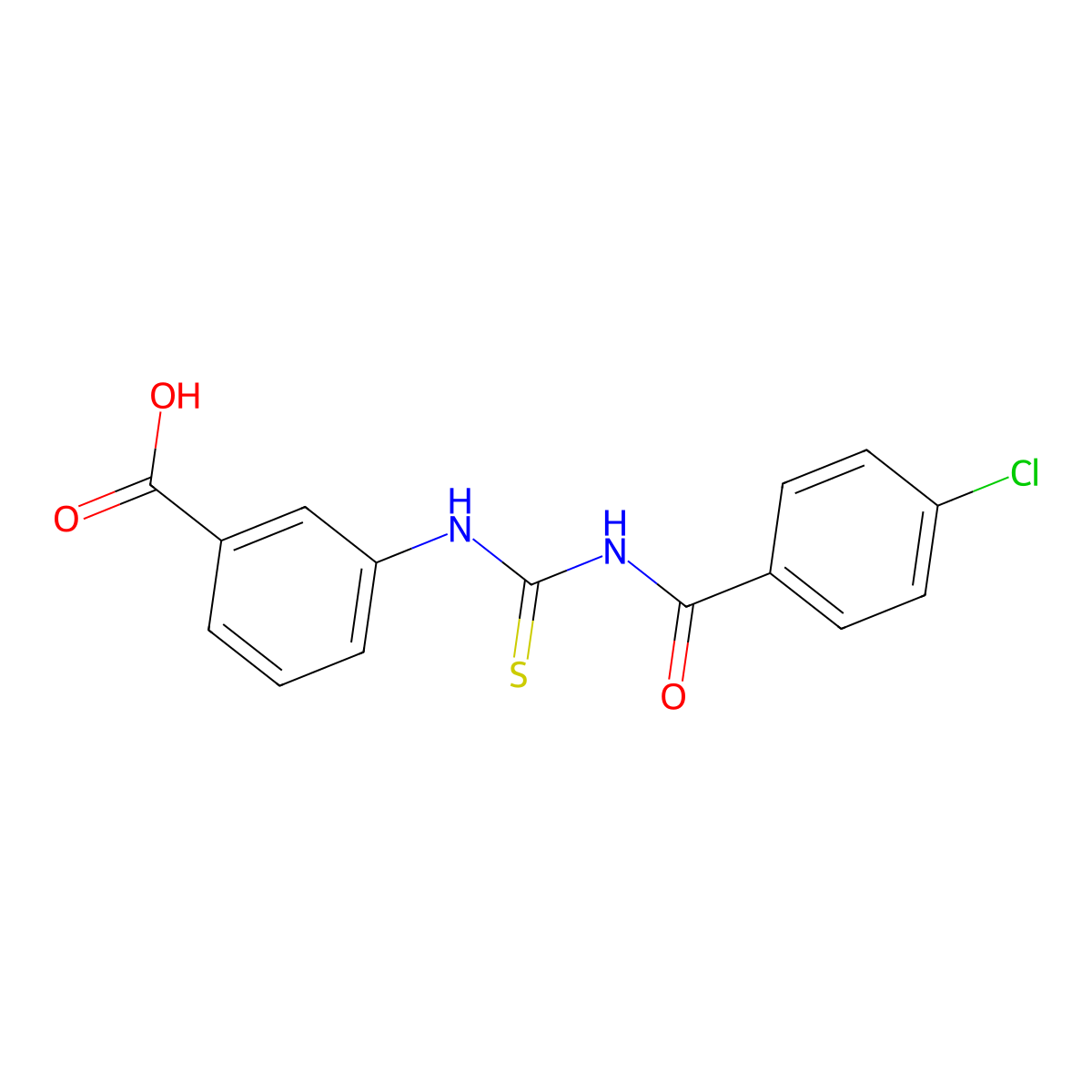 3-({[(4-Chlorophenyl)carbonyl]carbamothioyl}amino)benzoic acid molecular structure, CAS 109569-26-8