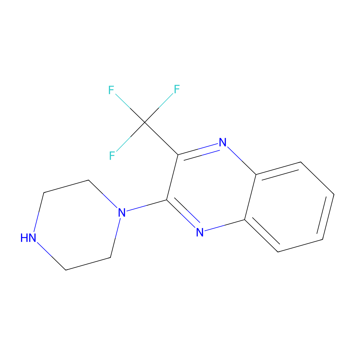 2-Piperazin-1-yl-3-(trifluoromethyl)quinoxaline molecular structure, CAS 1095706-44-7